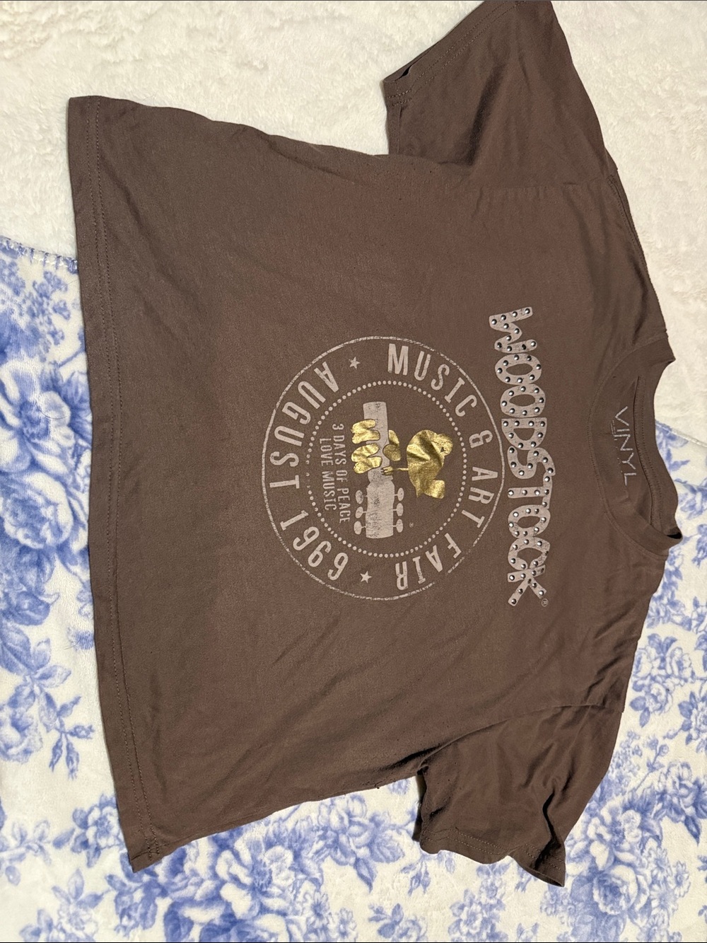 Vinyl Woodstock Brown Graphic Short Sleeve Tee